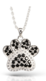 BLACK SILVER PAW PRINT NECKLACE
