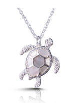 SILVER SEA TURTLE MOP NECKLACE