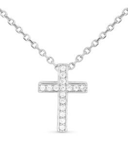 SILVER CZ CROSS NECKLACE