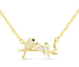 GOLD THREE BIRDS BRANCH NECKLACE