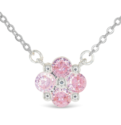 SILVER PINK CLOVER NECKLACE