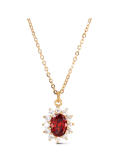 GOLD RED OVAL NECKLACE