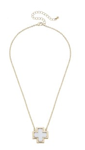 SQUARE CROSS PEARL NECKLACE