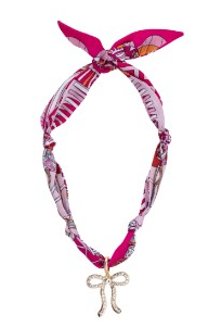 FUCHSIA BOW SCARF NECKLACE