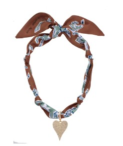 WINNIE BROWN HEART SCARF NECKLAC