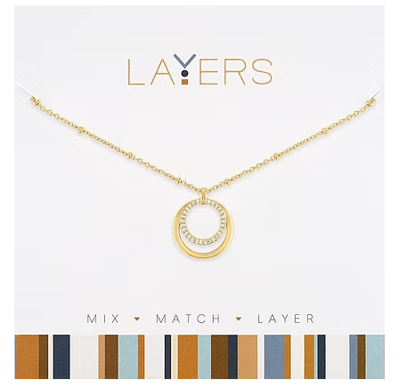 GOLD DOUBLE CIRCLE CZ NECKLACE