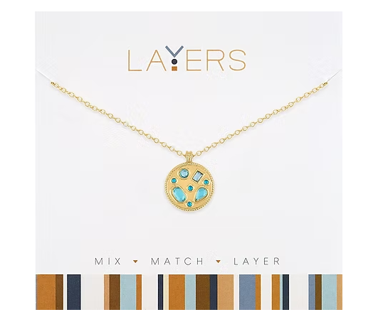 GOLD AQUA GEMSTONES NECKLACE