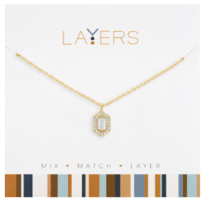 GOLD HEXAGON PENDANT NECKLACE