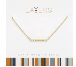 GOLD PETITE BAR LAYERS NECKLACE
