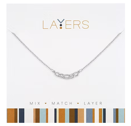 SILVER INTERLOCKING LINK NECKLAC