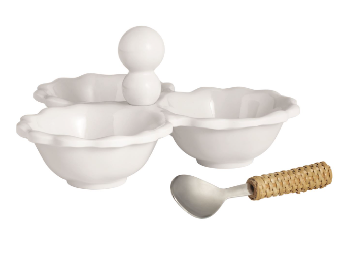 RUFFLE MELAMINE TRIPLE TIDBIT