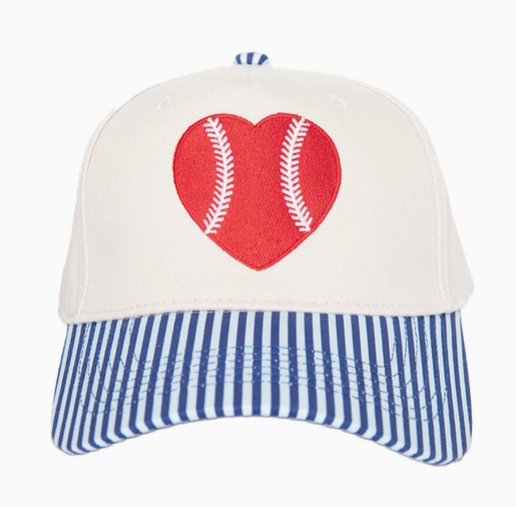 RED BASEBALL HEART HAT