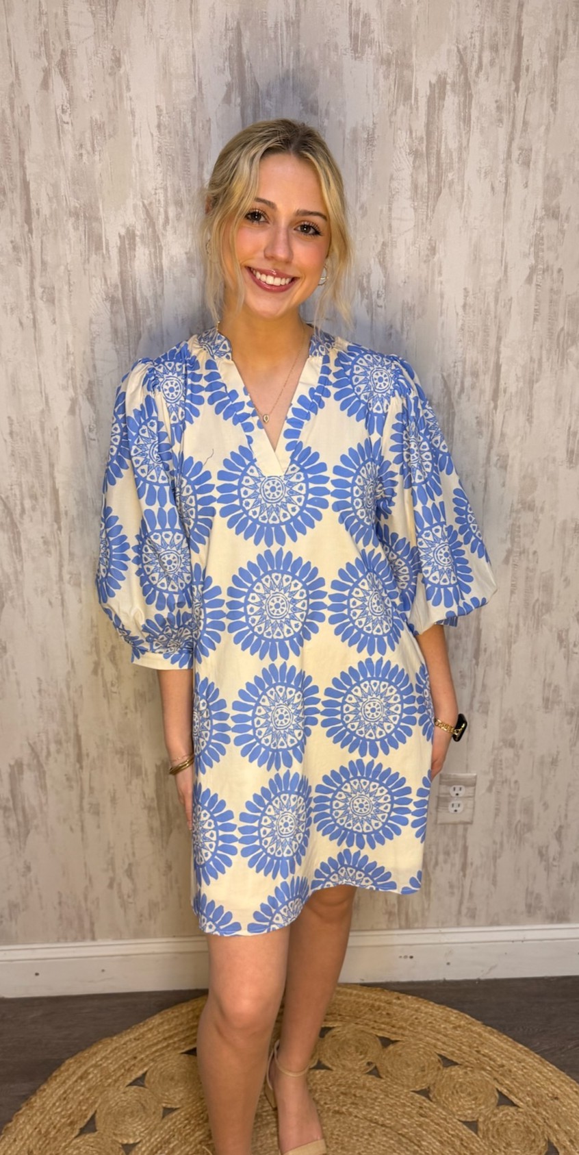 PRINT PUFF MINI DRESS