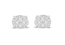 SILVER PAVE OVAL STUD