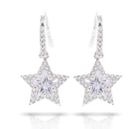 SILVER STAR DROP EARRINGS