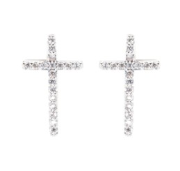 SILVER CROSS STUD EARRINGS
