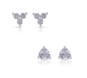 SILVER DUO STUD EARRINGS
