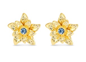 GOLD BLUE FLOWER EARRINGS