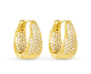 GOLD PAVE HOOP EARRINGS