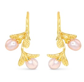 GOLD PEARL FLORAL EARRINGS