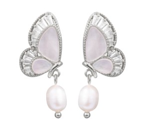 PEARL BUTTERFLY SILVER EARRINGS