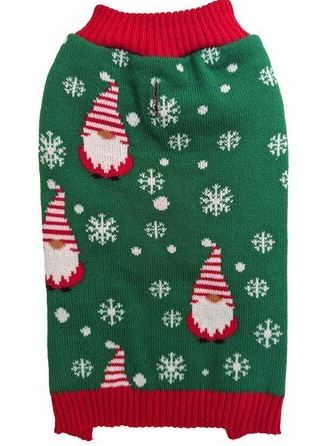 GREEN HOLIDAY GNOME DOG SWEATER XSM