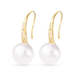 GOLD PEARL STUD HOOP EARRINGS