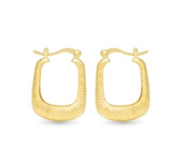 ANGELINA RIBBED SQUARE GOLD HOOP