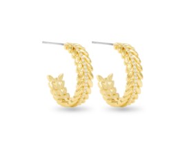 KYLIE FEATHER HOOP GOLD EARRINGS