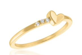 TILTED HEART GOLD LAYER RING