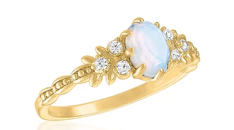 WHITE OPAL GOLD LAYER RING