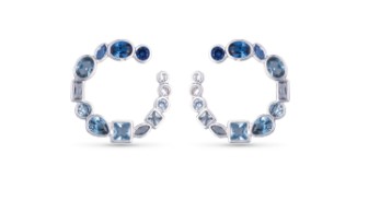 SILVER BLUE MULTI CIRCLE EARRING