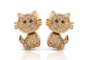 GOLD ICE BLUE CAT EARRINGS