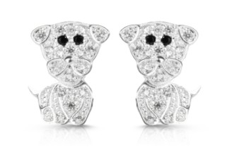 SILVER SWIVEL DOG EARRINGS