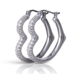 SILVER HEART HOOP EARRINGS