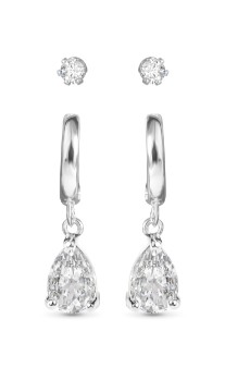 SILVER PEARL STUD DUO EARRINGS