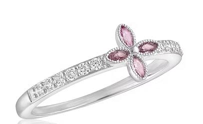 CZ ROSE FLOWER STACK RING