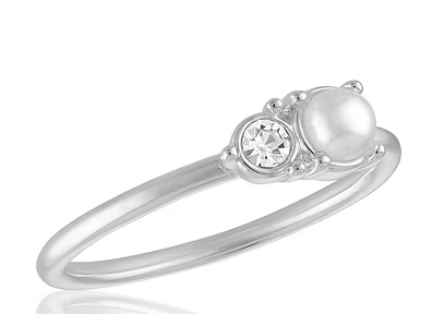 PEARL & CZ DUO STACK RING