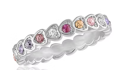 MULTI COLOR HEART STACK RING