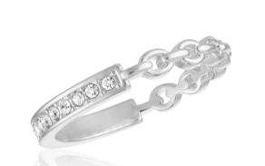 HALF CHAIN HALF CZ STACK RING