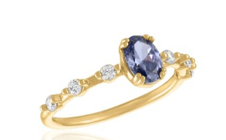 LAVENDER OVAL GOLD LAYERS RING