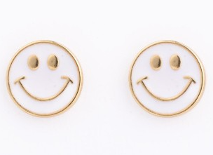 WHITE SMILEY EARRINGS