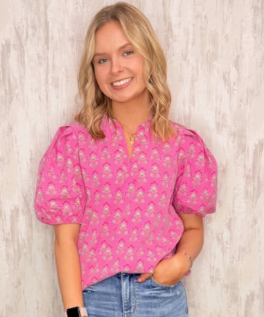 LAINEY DECO FUCHSIA TOP