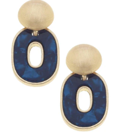 NINA MARBLE NAVY DROP EARRINGS