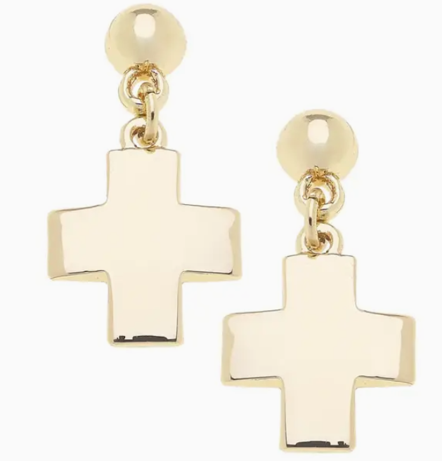 MACY SQUARE CROSS EARRINGS
