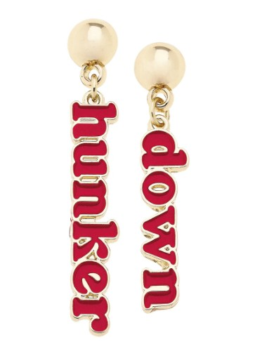 GA BULLDOGS RED SLOGAN EARRINGS