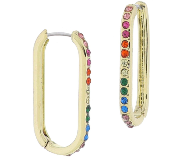 RAINBOW CRYSTAL HUGGIE EARRINGS