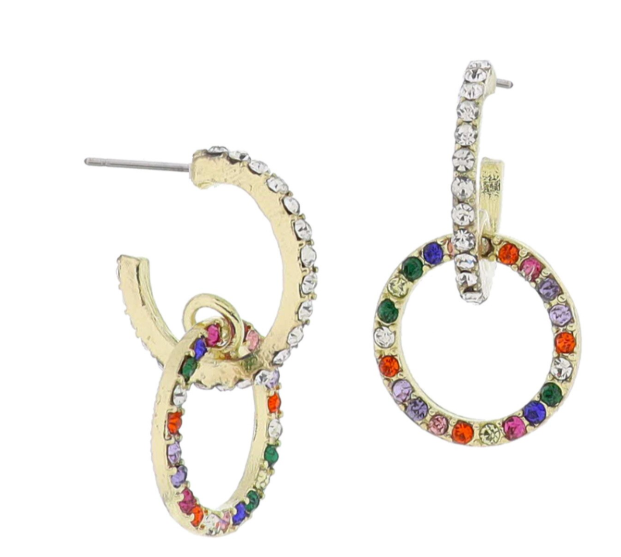 CRYSTAL HOOP W CIRCLE EARRINGS