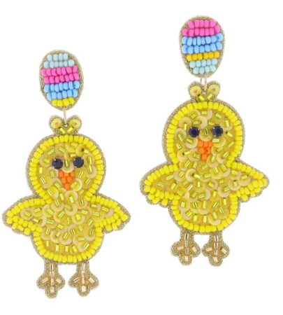 YELLOW SEQUIN CHICK EARRINGS