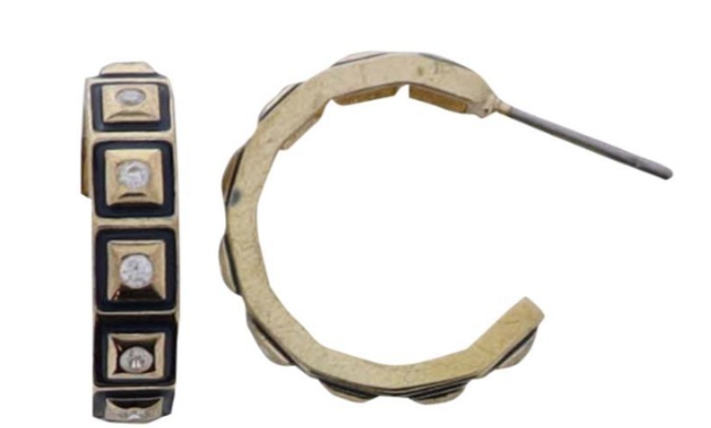 GOLD SQUARE HUGGIE EARRING